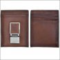 3 X 4" 3D BROWN BASIC BIFOLD MENS LEATHER WALLET SILVER METAL MULTIPLE CARD SLOT
