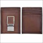 3 X 4" 3D BROWN BASIC BIFOLD MENS LEATHER WALLET SILVER METAL MULTIPLE CARD SLOT
