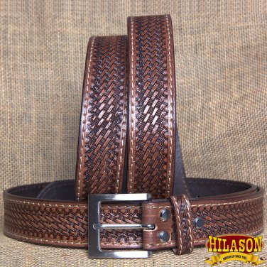 GM202-F HILASON HAND MADE HEAVY DUTY BUFFALO HIDE LEATHER STICHED BELT 44"
