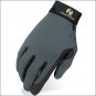 06 SIZE HERITAGE PERFORMANCE HORSE RIDING GLOVE STRETCH SPANDURA LEATHER GREY