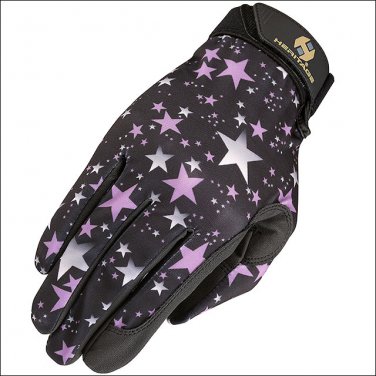 07 SIZE HERITAGE PERFORMANCE HORSE RIDING GLOVE LYCRA LEATHER STARS