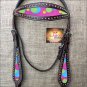 HILASON WESTERN LEATHER HORSE BRIDLE HEADSTALL DARK BROWN W/ BUBBLES INLAY