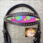 HILASON WESTERN LEATHER HORSE BRIDLE HEADSTALL DARK BROWN W/ BUBBLES INLAY