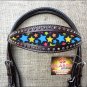 HILASON WESTERN LEATHER HORSE BRIDLE HEADSTALL DARK BROWN W/ STAR INLAY