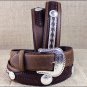 TONY LAMA BROWN THE DUKE CENTER APPLIQUE LEATHER BELT COWBOY TRAIL RIDER