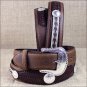 TONY LAMA BROWN THE DUKE CENTER APPLIQUE LEATHER BELT COWBOY TRAIL RIDER