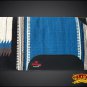 FE342-F HILASON  WESTERN NEW ZEALAND WOOL SADDLE BLANKET SKY BLUE BLACK  WHITE