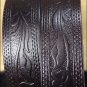 58IN. BROWN 1.5in LEATHER BELT EMBOSSED WESTERN DESIGN MADE IN USA