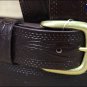 58IN. BROWN 1.5in LEATHER BELT EMBOSSED WESTERN DESIGN MADE IN USA