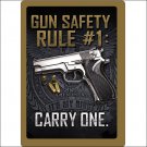 12X17 RIVERS EDGE HOME DECOR GUN SAFETY RULE 1  WEATHERPROOF FINISH TIN SIGN