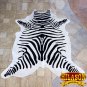 H192F HILASON HAIR ON LEATHER PURE BRAZILIAN COWHIDE SKIN RUG CARPET ZEBRA PRINT
