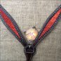 HILASON WESTERN LEATHER HORSE BREAST COLLAR DARK BROWN W/ RED INLAY