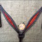 HILASON WESTERN LEATHER HORSE BREAST COLLAR DARK BROWN W/ RED INLAY