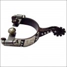 HILASON ANTIQUE BROWN YOUTH SPUR GERMAN SILVER ENGRAVED TRIM & SS DOTS
