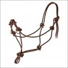 HILASON WESTERN TACK SIDE PULL HORSE ROPE HALTER BROWN W. NICKLE PLATED RING