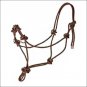HILASON WESTERN TACK SIDE PULL HORSE ROPE HALTER BROWN W. NICKLE PLATED RING