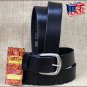 44IN. BLACK 1.5in CASUAL PLAIN STRAP LEATHER BELT MADE IN USA