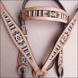 HILASON WESTERN LEATHER BRIDLE HEADSTALL BREAST COLLAR TAN W/ BEADED INLAY