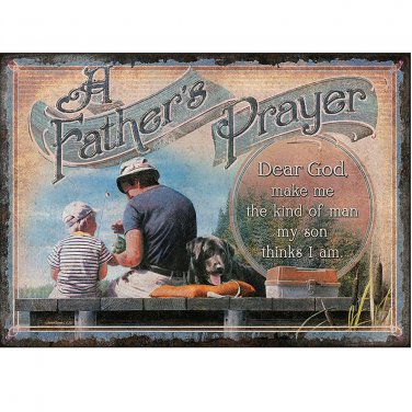 12X17 RIVERS EDGE A FATHERS PRAYER DURABLE WEATHERPROOF EMBOSSED TIN SIGN