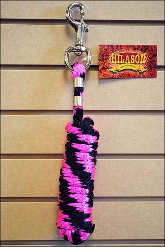 HOT PINK BLACK HILASON WESTERN TACK HORSE POLY LEAD ROPES W/ BRASS PLATED SNAP