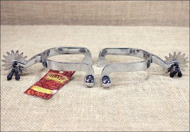HILASON NICKEL PLATED MALLEABLE IRON MEN SPURS 16 POINTS ROWEL