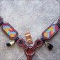 HILASON WESTERN LEATHER HORSE BREAST COLLAR MAHOGANY W/ CHEVRON INLAY