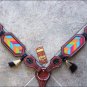 HILASON WESTERN LEATHER HORSE BREAST COLLAR MAHOGANY W/ CHEVRON INLAY