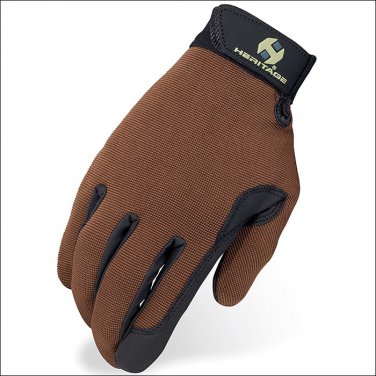 SIZE 08 HERITAGE PERFORMANCE RIDING GLOVES HORSE EQUESTRIAN BROWN