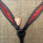 HILASON WESTERN LEATHER HORSE BREAST COLLAR BLACK W/ RED GLITTER INLAY