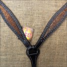 HILASON WESTERN LEATHER HORSE BREAST COLLAR BLACK W/ GOLD INLAY