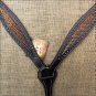 HILASON WESTERN LEATHER HORSE BREAST COLLAR BLACK W/ GOLD INLAY