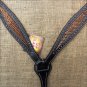 HILASON WESTERN LEATHER HORSE BREAST COLLAR BLACK W/ GOLD INLAY