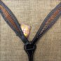 HILASON WESTERN LEATHER HORSE BREAST COLLAR BLACK W/ GOLD INLAY