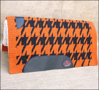 FEP247 MADE IN USA HILASON WESTERN WOOL SHOCK BUSTER SADDLE BLANKET PAD ORANGE