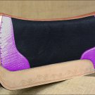 FP835-F HILASON WESTERN WOOL FELT SADDLE PAD WITH PURPLE ALLIGATOR PRINT LEATHER