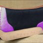 FP835-F HILASON WESTERN WOOL FELT SADDLE PAD WITH PURPLE ALLIGATOR PRINT LEATHER