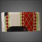 FEP148 HILASON WESTERN NEW ZEALAND WOOL HORSE SADDLE BLANKET WHITE RED GREEN