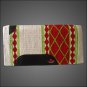 FEP148 HILASON WESTERN NEW ZEALAND WOOL HORSE SADDLE BLANKET WHITE RED GREEN