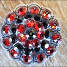 SET OF 2 ANTIQUE SILVER FINISH JET SIAM CRYSTAL RHINESTONE BLING BERRY CONCHOS