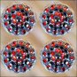 SET OF 2 ANTIQUE SILVER FINISH JET SIAM CRYSTAL RHINESTONE BLING BERRY CONCHOS