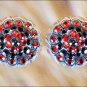 SET OF 2 ANTIQUE SILVER FINISH JET SIAM CRYSTAL RHINESTONE BLING BERRY CONCHOS
