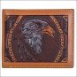 4 1/4 x 3 1/2 3D TAN WESTERN MENS BIFOLD HAND TOOLD LEATHER WALLET EAGLE DESIGN