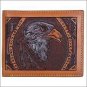 4 1/4 x 3 1/2 3D TAN WESTERN MENS BIFOLD HAND TOOLD LEATHER WALLET EAGLE DESIGN