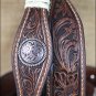 32 INCH WESTERN ARIAT LEATHER MENS BELT WITH SCALLOP FLORAL CONCHOS BROWN