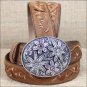 36 inch C279 JUSTIN BROWN GARDEN TRAILS LADIES LEATHER BELT COWGIRL WESTERN SHOW
