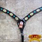HILASON WESTERN LEATHER HORSE BREAST COLLAR BLACK AZTEC HAND TOOL PAINT