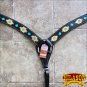 HILASON WESTERN LEATHER HORSE BREAST COLLAR BLACK AZTEC HAND TOOL PAINT