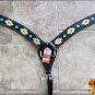 HILASON WESTERN LEATHER HORSE BREAST COLLAR BLACK AZTEC HAND TOOL PAINT