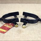 HILASON BLACK STEEL MEN SPURS SOLID BRASS BUTTONS