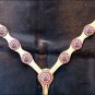 A502- HILASON WESTERN LEATHER HORSE BREAST COLLAR TAN W/ PINK CONCHOS